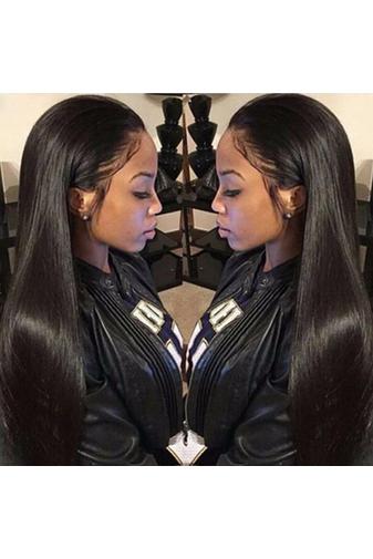 Kép 1/4 - Fekete Színű Egyenes Lace Front Szintetikus Paróka 