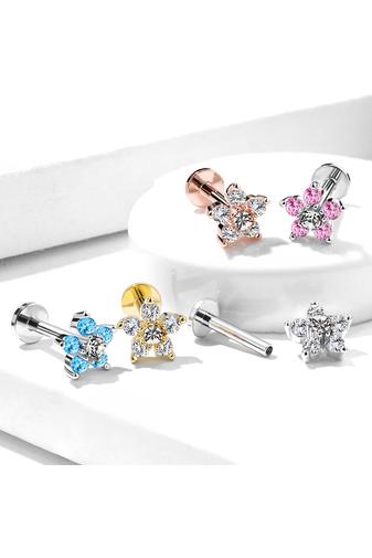 Kép 3/3 - Kék Cirkónia Köves Virág Alakú Piercing