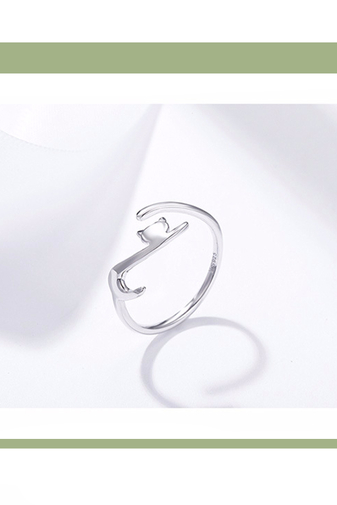 Kép 1/3 - A & ONE Állítható S925 Ezüst Gyűrű, Cica Formában