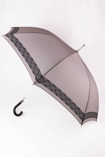 Kép 1/4 - Szürke Fekete Geometriai Mintás Uniszex Bot Esernyő, 134 cm Átmérővel
