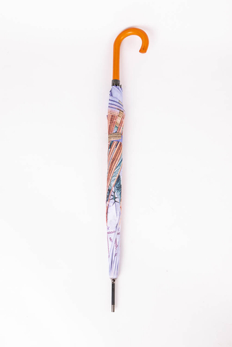 Kép 2/4 - Különleges Világoskék Szabadság Szobor Mintás Bot Esernyő, 112 cm Átmérővel