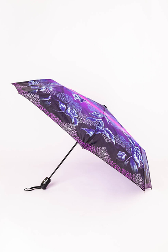 Kép 1/3 - Kék és Lila,Fekete Mintájú Automata Esernyő, 105 cm Átmérővel