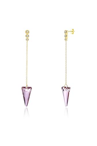 Kép 1/6 - A & ONE Aranyozott S925 Ezüst Lógós Fülbevaló Lila Swarovski® Kristályokkal
