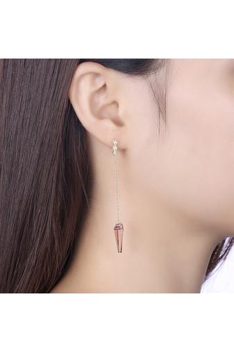 Kép 2/6 - A & ONE Aranyozott S925 Ezüst Lógós Fülbevaló Lila Swarovski® Kristályokkal