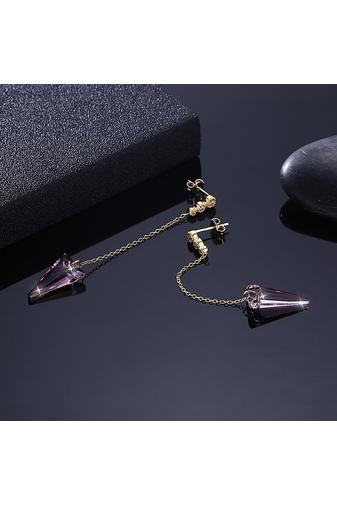 Kép 4/6 - A & ONE Aranyozott S925 Ezüst Lógós Fülbevaló Lila Swarovski® Kristályokkal