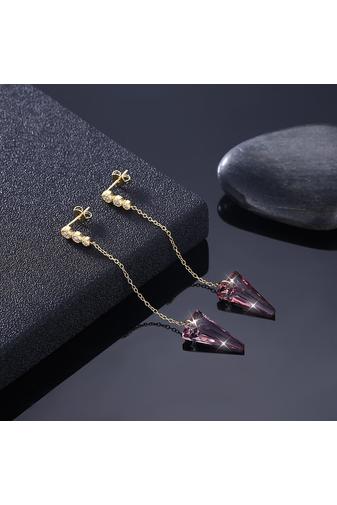 Kép 5/6 - A & ONE Aranyozott S925 Ezüst Lógós Fülbevaló Lila Swarovski® Kristályokkal