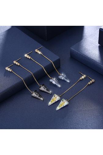 Kép 6/6 - A & ONE Aranyozott S925 Ezüst Lógós Fülbevaló Lila Swarovski® Kristályokkal