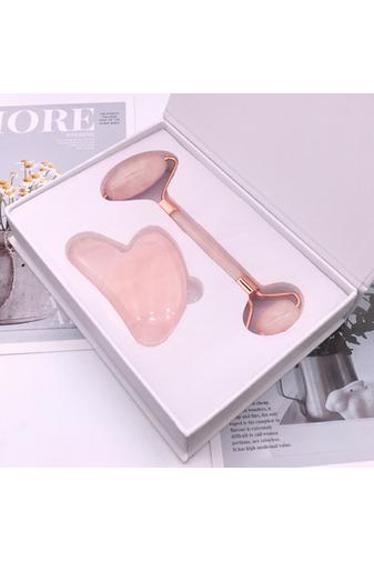 Kép 2/8 - A & ONE Rózsakvarc Arc Masszírozó Roller És Gua Sha Szett Dobozban