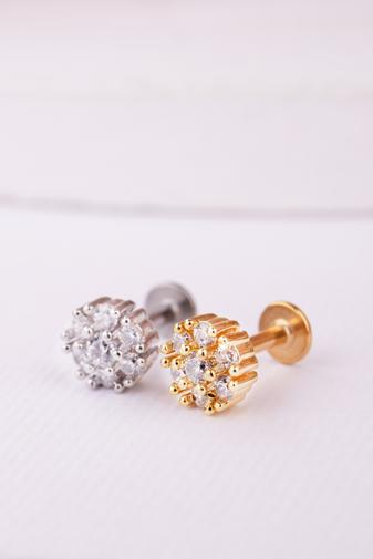 Kép 2/4 - A & ONE Arany Színű Rozsdamentes Acél Egyenesszárú Piercing