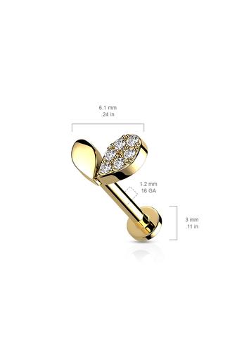 Kép 2/4 - A &amp; ONE Rózsaarany Színű 316L Orvosi Acél Egyenesszárú Labret Piercing Cirkónia Köves Szívecskés Véggel