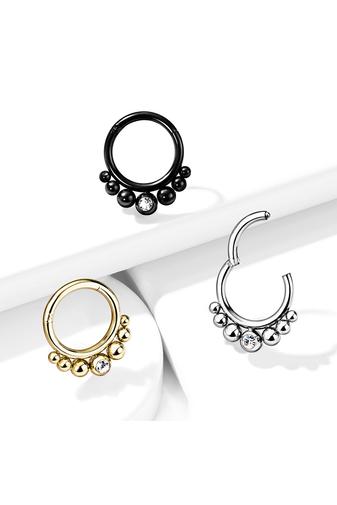 Kép 5/5 - 316L Orvosi Acél Bogyó És Cirkónia Kő Díszítésű Karika Piercing