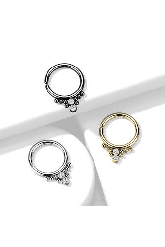 Kép 4/4 - Cirkónia Kő és Bogyó Díszítésű Karika Piercing