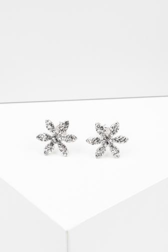Kép 2/4 - Swarovski Kövekkel Díszített Apró Virág Alakú S925 Ezüst Fülbevaló