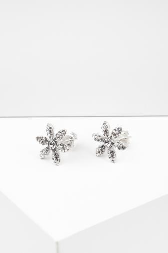 Kép 1/4 - Swarovski Kövekkel Díszített Apró Virág Alakú S925 Ezüst Fülbevaló