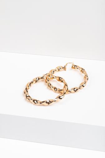 Kép 3/4 - Nagyméretű Rozsdamentes Csavart Kialakítású Karika Fülbevaló -6.5cm