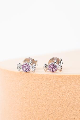 Kép 3/4 - A & ONE S925 Ezüst Szaloncukor Alakú Swarovski® Kövekkel Kirakott Fülbevaló