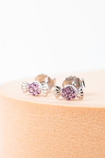 Kép 1/4 - A & ONE S925 Ezüst Szaloncukor Alakú Swarovski® Kövekkel Kirakott Fülbevaló