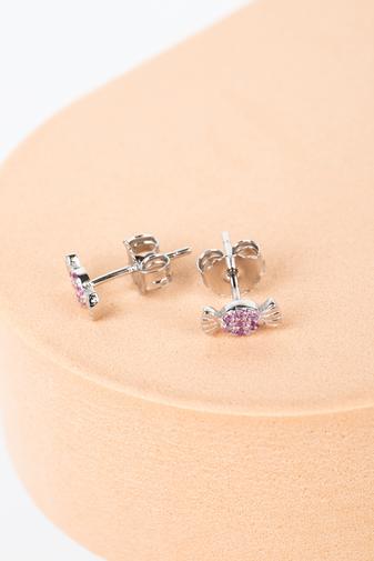Kép 4/4 - A & ONE S925 Ezüst Szaloncukor Alakú Swarovski® Kövekkel Kirakott Fülbevaló
