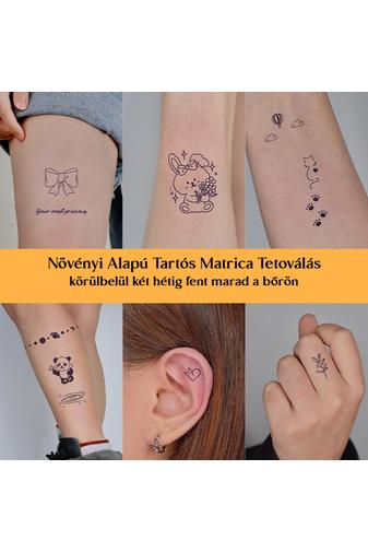 Kép 2/4 - Négy Lapból Álló Növényi Alapú Tartós Matrica Tetoválás Készlet Kis Mintákkal 