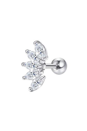 Kép 1/2 - A &amp; ONE Ezüst Színű Rozsdamentes Acél Barbell Piercing Cirkónia Köves Díszítéssel