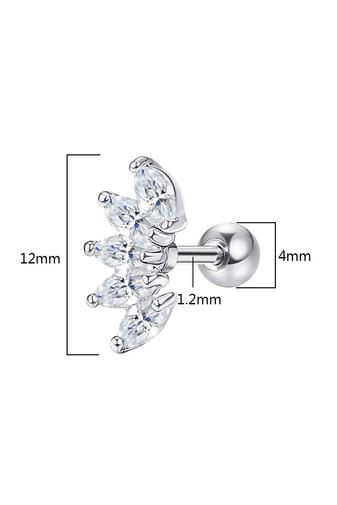 Kép 2/2 - A &amp; ONE Ezüst Színű Rozsdamentes Acél Barbell Piercing Cirkónia Köves Díszítéssel