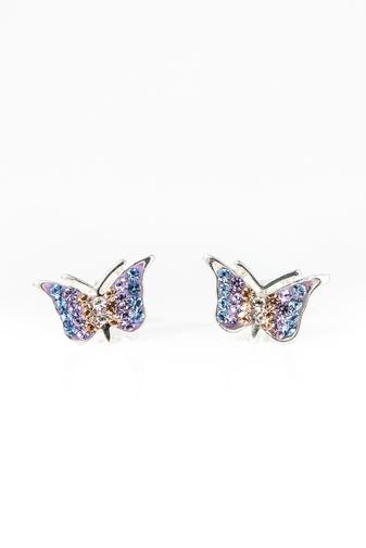 Kép 1/5 - A &amp; ONE Pillangó Alakú Lila-Rózsaszín Swarovski® Köves S925 Ezüst Fülbevaló