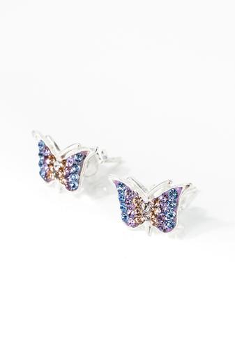 Kép 2/5 - A &amp; ONE Pillangó Alakú Lila-Rózsaszín Swarovski Köves S925 Ezüst Fülbevaló