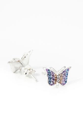 Kép 3/5 - A &amp; ONE Pillangó Alakú Lila-Rózsaszín Swarovski Köves S925 Ezüst Fülbevaló