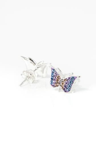 Kép 4/5 - A &amp; ONE Pillangó Alakú Lila-Rózsaszín Swarovski Köves S925 Ezüst Fülbevaló