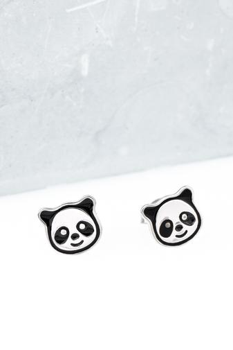 Kép 1/5 - A & ONE S925 Ezüst Panda Alakú Apró Fülbevaló