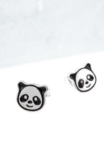 Kép 4/5 - A & ONE S925 Ezüst Panda Alakú Apró Fülbevaló