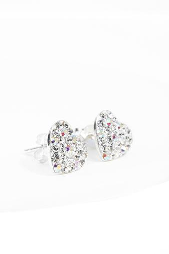 Kép 2/6 - Szív Alakú Swarovski® Kristályokkal Kirakott S925 Ezüst Fülbevaló - 9 mm