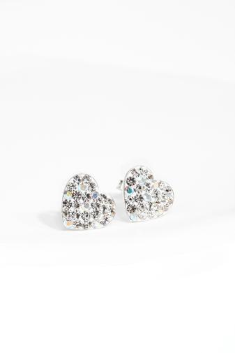 Kép 3/6 - Szív Alakú Swarovski® Kristályokkal Kirakott S925 Ezüst Fülbevaló - 9 mm