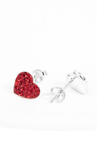 Kép 5/7 - Szív Alakú Piros Swarovski® Kristályokkal Kirakott S925 Ezüst Fülbevaló - 9 mm