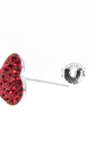 Kép 6/7 - Szív Alakú Piros Swarovski® Kristályokkal Kirakott S925 Ezüst Fülbevaló - 9 mm