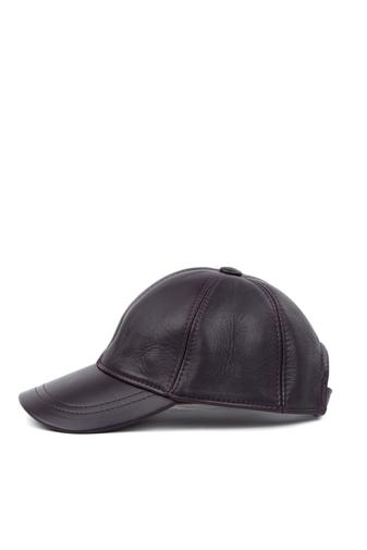 Kép 2/6 - Sötétlila Valódi Bőr Állítható Baseball Sapka