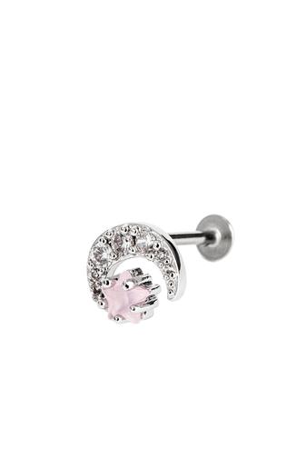 Kép 3/4 - A & ONE Ezüst Színű Hold Alakú Rozsdamentes Acél Labret Piercing