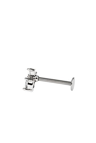 Kép 3/4 - A & ONE Ezüst Színű Rozsdamentes Acél Labret Piercing Fehér Kővel