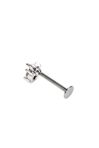 Kép 4/4 - A & ONE Ezüst Színű Rozsdamentes Acél Labret Piercing Fehér Kővel