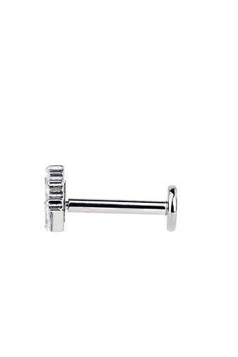 Kép 3/5 - A & ONE Ezüst Színű Titánium Labret Piercing Fehér Cirkónia Kövekkel