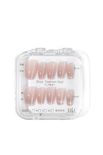 Kép 1/3 - Csillogó Világos Rózsaszín Műköröm Tip Szett - 10 db