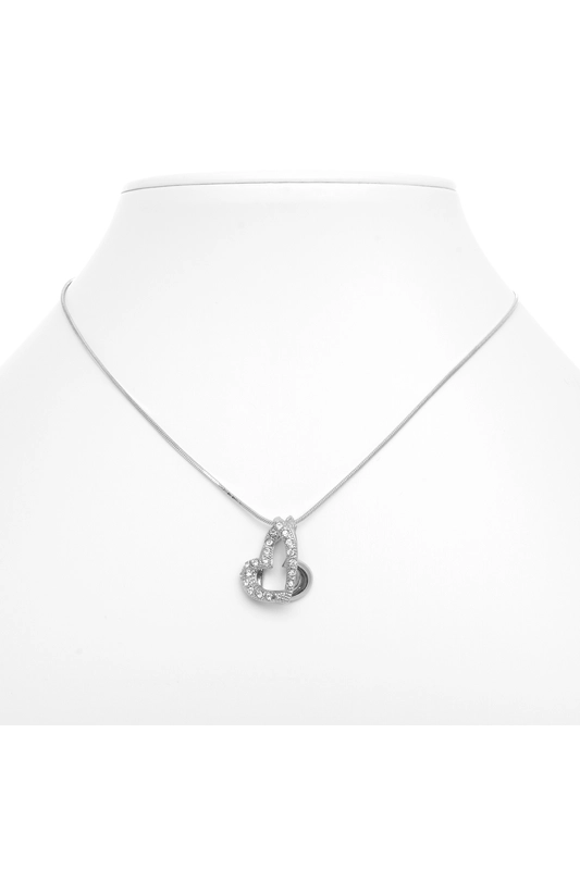 A & ONE Női ezüst színű nyaklánc strasszos szív alakú medállal