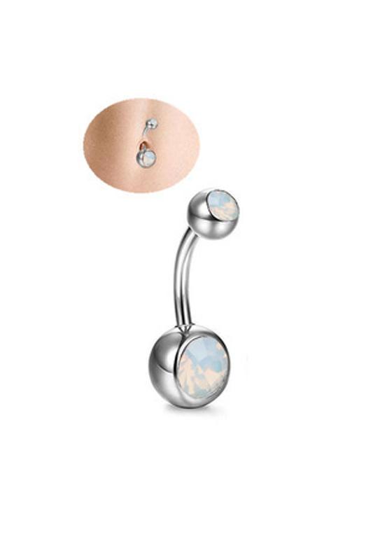 A & ONE Ezüst Színű Strasszköves Orvosi Acélból Készült Köldök Piercing