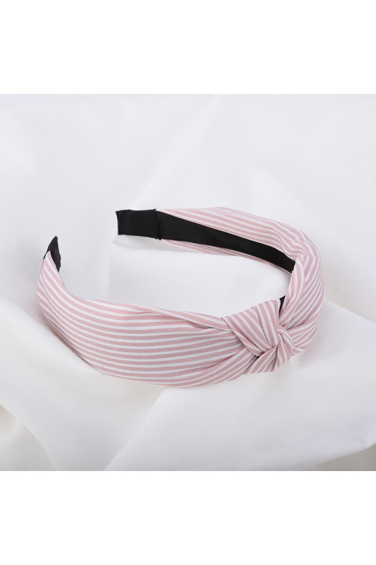 A & ONE Halvány Rózsaszín Textil Hajpánt Fehér Csíkokkal