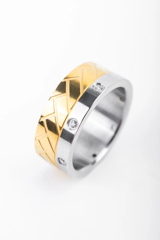 A & ONE Arany-Ezüst Színű Rozsdamentes Acél Gyűrű-11
