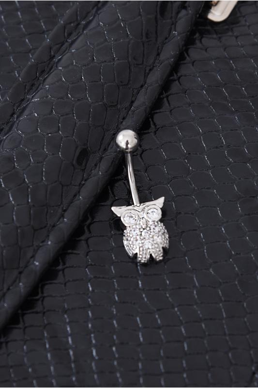 A & ONE Orvosi Acélból Készült Bagoly Köldök Piercing Cirkónia Kövekkel