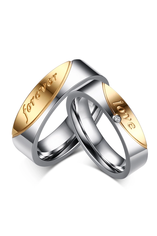 A & ONE Arany És Ezüst Színű Páros Titánium Karika Gyűrű -- Férfi