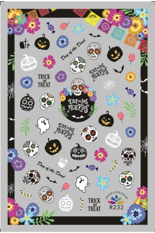 Moonbasa Akril Hatású Halloweeni Körömmatrica -- Cukorkoponyák