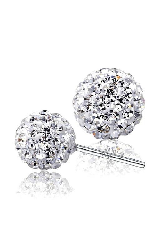 A & ONE Ezüst Gömb Fülbevaló Swarovski® Kristályokkal Díszítve