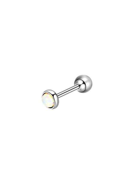 A & ONE Ezüst Színű Rozsdamentes Acél Gömb Alakú Piercing Opálos Kővel, 6 mm